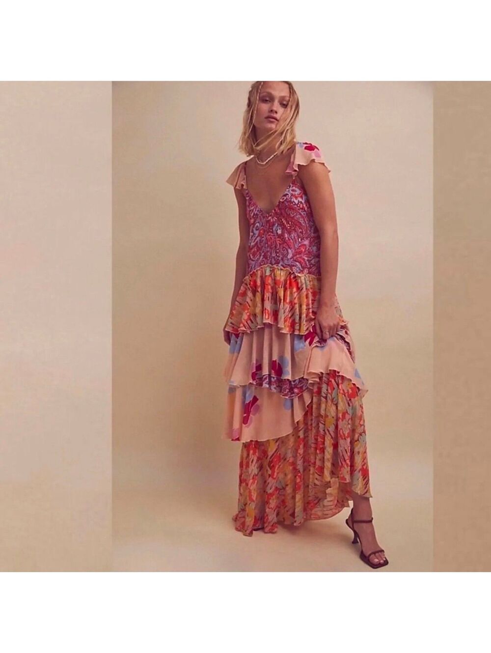 $450|Sz.10|NWOT|FREE PEOPLE CORALIE MAXI DRESS